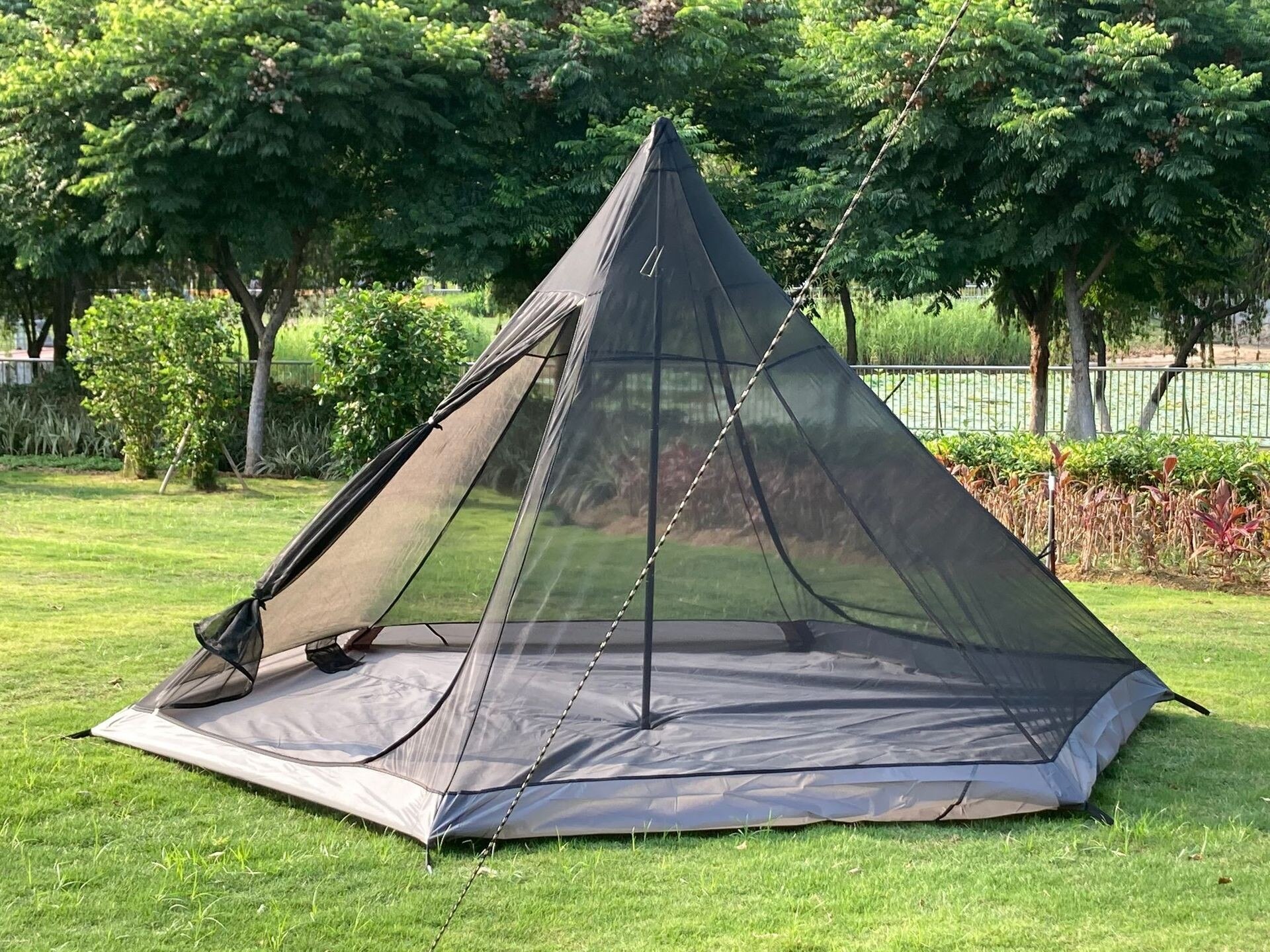 Cheap Goat Tents Outdoor Indian pyramid camping tent thickened black glue double layer storm proof camping tent sunshade windproof convenient   